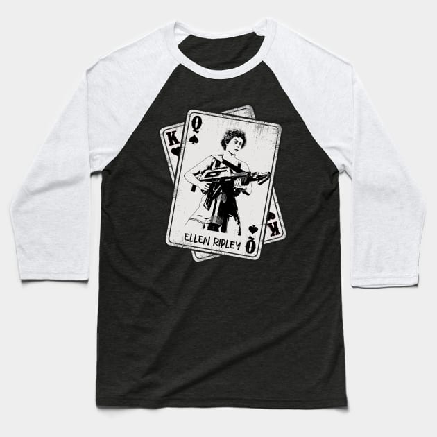 Retro Ellen Ripley Card Style Baseball T-Shirt by Slepet Anis